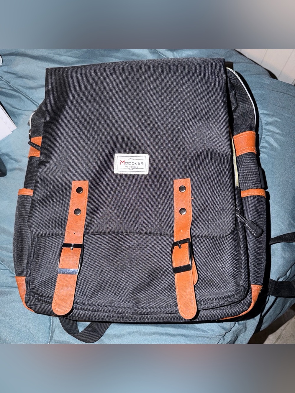 Men's Black Backpack with Brown Trim - Modern Everyday Carry